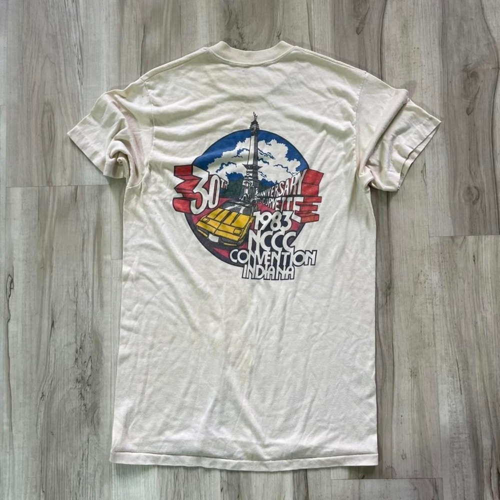 Vintage 1983 Indiana Region NCCC Convention white tshirt Corvette‎ Convention